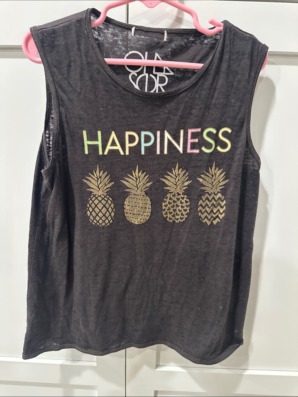 Girls CHASOR 7 Black Graphic Label Tank Top